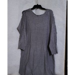 SIREN LILY GRAY KNIT DRESS WITH PEARL DETAIL